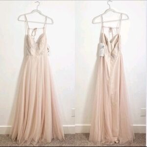 Hayley Paige Occasions blush Maxi Dress size 6 NWT